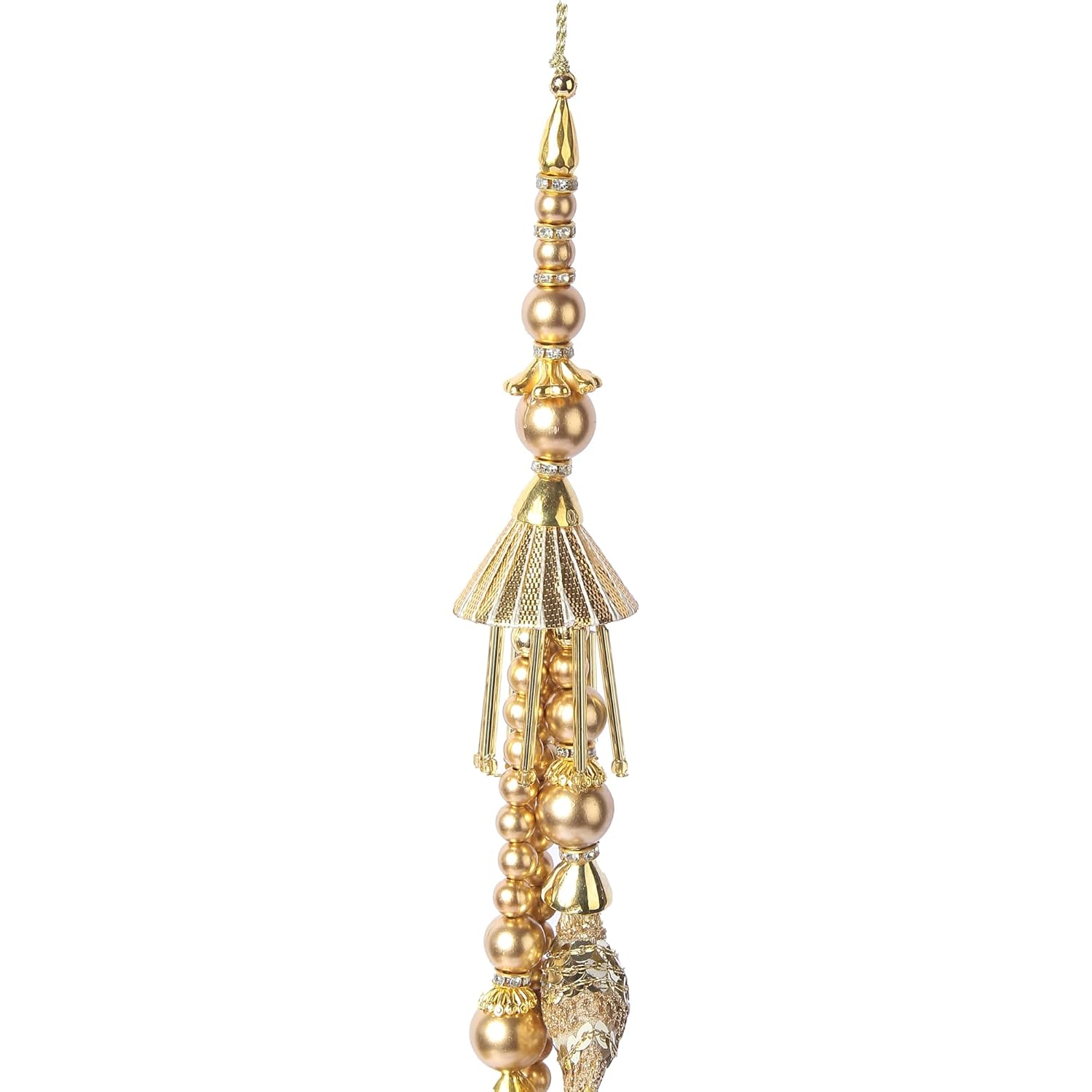 M S ZARIWALA Women's Plastic and Fabric Handmade Fancy Designer Latkan for Ethnic Lehenga Hanging Tassel Pair, Golden