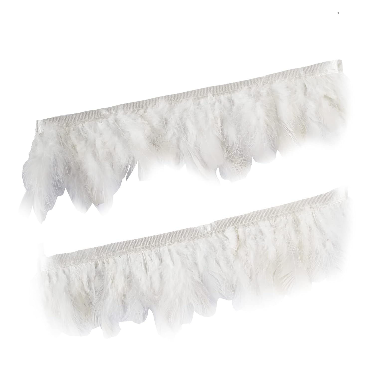 M S ZARIWALA Latest Natural Dyed Feather Lace Fur Lace Border for Decoration Apparel (9 Mtr, White)